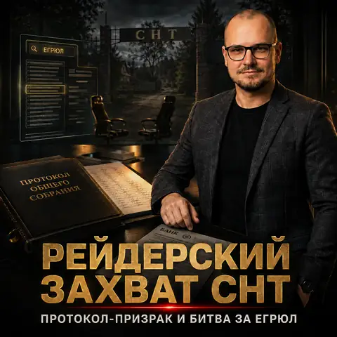 Артём Плужников на фоне СНТ, протокола общего собрания и записи ЕГРЮЛ